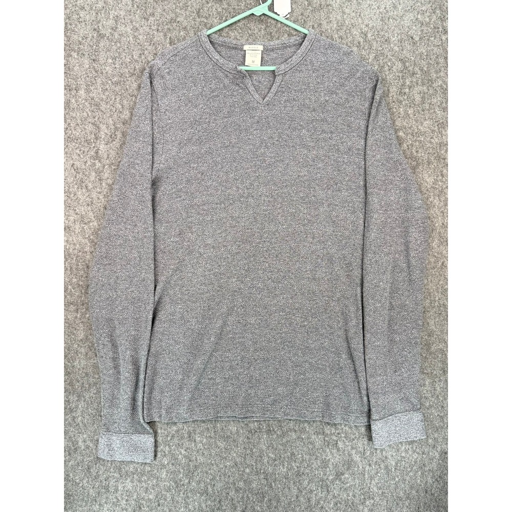 Abercrombie & Fitch Mens Muscle Fit Split Neck Long Sleeve Shirt Gray Medium